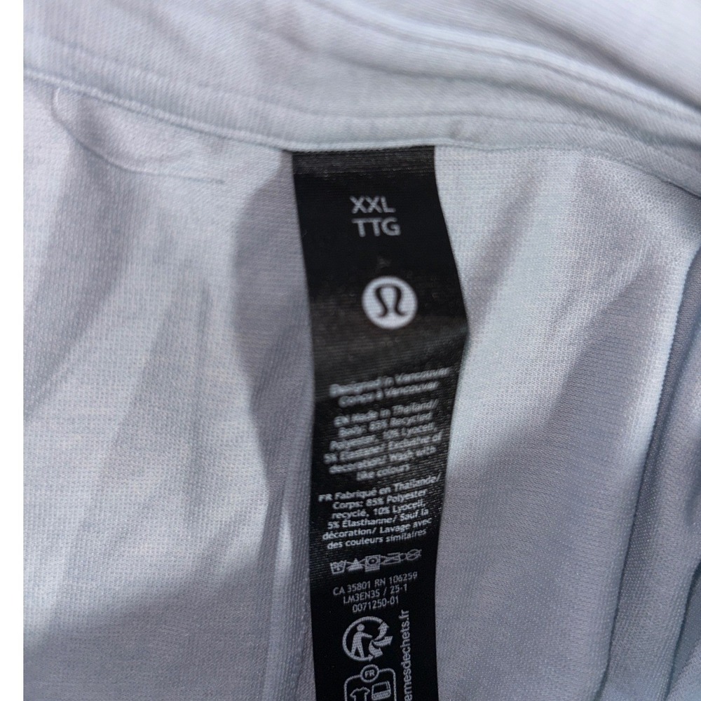 NWT Lululemon Evolution Mens XXL Polo Heathered Cyan Blue Activewear Preppy Work - Picture 3 of 9